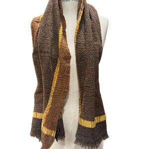 Ahujasons Merino Wool & Silk Blend Scarf – Brown & Gold